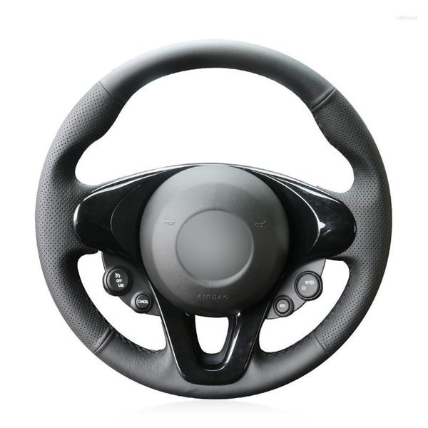 Capas de volante para o inteligente Fortwo Forfour 2022-2022 Black Artificial Couather Cobra Acessórios para Interior Produtos