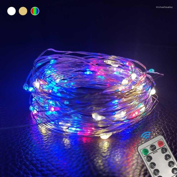 Cordes 2M 5M 10M LED Fée Guirlande Lumineuse Télécommande USB Année Lumière De Vacances Pour La Maison Chambre Décoration