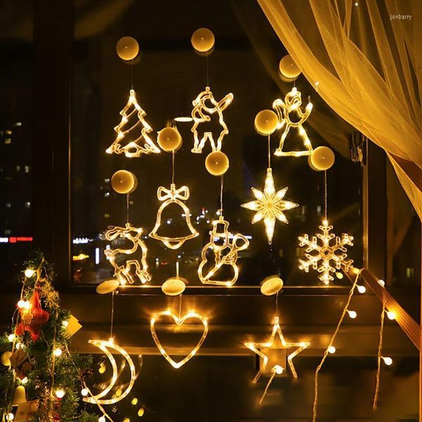 Stringhe Luci natalizie Tende Ventosa Lampada Illuminazione natalizia Decorazioni natalizie Fata Albero luminoso Babbo Natale Lampade per interni