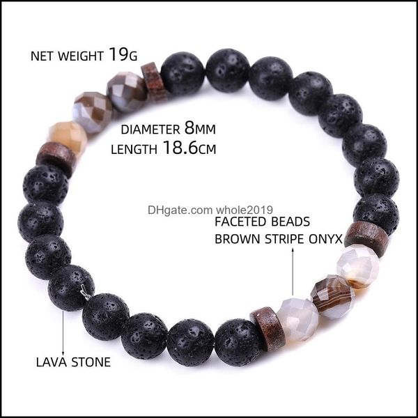 Очарование браслетов мужской браслет с грандиозным натуральным камнем деревянные бисеры с 8 -миллиметровым тигровым глазом Спектролит Будда Лава Бусины растягивание бюстгальтер DHSeller2010 DHHND