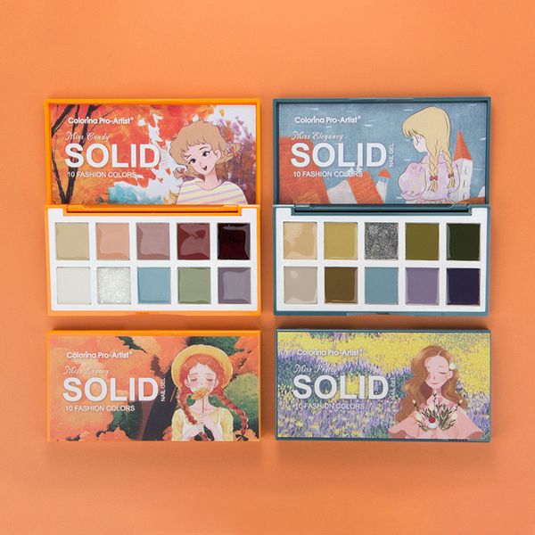 10 Cores Solid Gel Achanel Palette Palette Kit Óleo Pintura de cola pigmentada Verniz Gels de pintura de geléia LED para desenho de bricolage