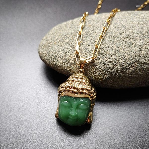 Catene FUWO Vetro colorato Cristallo Testa di Buddha Collana Design straordinario Amuleto soprannaturale Nodo Portafortuna Gioielli Buddismo NC105