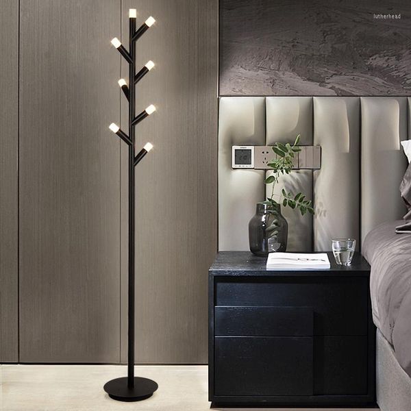 Zemin lambaları İskandinav minimalist Led Chandelie Lamba Lambası Siyah / Kahverengi Oturma Odası Çalışma Yatak Odası Başucu Masa