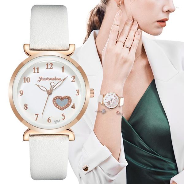 Нарученные часы роскошные мода Женщины Смотри любви с бриллиантами Дизайн белые леди 2022 бренд женщина кварцевые платья подарки подарки