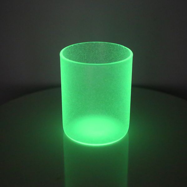 10 on￧as de sublima￧￣o de vidro Jardos de copo de vidro brilham em x￭cara de vela verde escura com tampa de bambu fosca velas perfumadas fragr￢ncias jarro de ch￡ leve luminoso