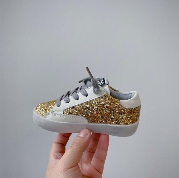 First Walkers Kinder-Freizeitschuhe im Frühling, Größe 2137, modische Kinder-Sneaker aus echtem Leder, Sport-Bling-Skate 220830