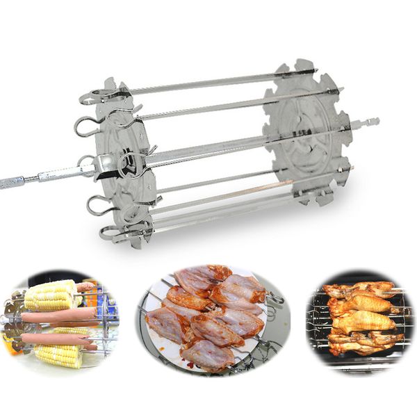 Attrezzi per torte Grado alimentare 304 Acciaio inossidabile Grill Roaster Drum BBQ Girarrosto Forno Kebob Spiedini Gabbia per arrosti Rotante Cottura Ali di pollo 220830