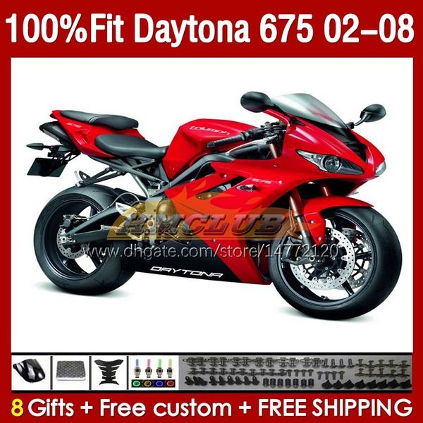 Обтекание плесени для инъекций для Daytona 675 675R 02 03 04 05 06 07 08 Bodys 148No.35 Daytona675 Daytona 675 R 2002 2003 2004 2005 2006 2007 2008 OEM Fairing Kit Красный запас