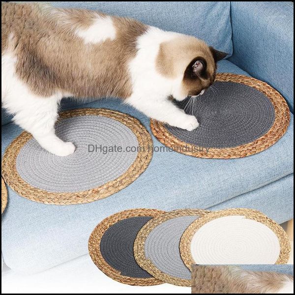 Camas de gato Móveis Camas de gato móveis de pet-lixo Meting Pad Pad St Braided Beds Pads Acessórios para Trapper impermeáveis ​​não deslizantes Dh46a