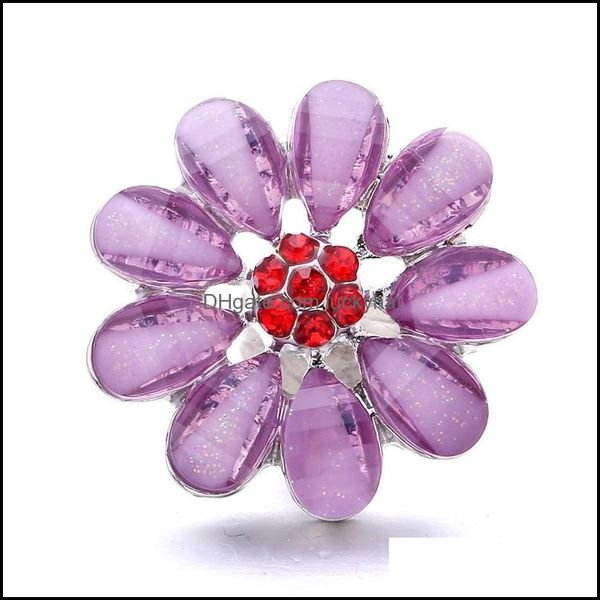 Chiusure Ganci All'ingrosso Trendy Cristallo Strass Fiore Bottoni automatici Chiusura 18Mm Metallo Decorativo Zircone Pulsante Charms Dhseller2010 Dhxuq