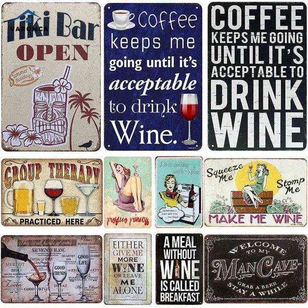 Metal Painting Bar Coffee Wine Metal Tin Sign Vintage Metal Poster Bar Cafe Kitchen Sinais decorativos internos Placas de parede Placas de lata Decoração T220829