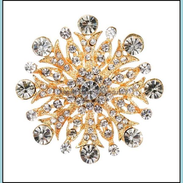 Favor de festa FL Crystal Snowflake Broche Party Favor Rhinestone Flower Applique Diy Crafts Decoração de casamento Acessórios para cabelos Jóias maki dhjsz