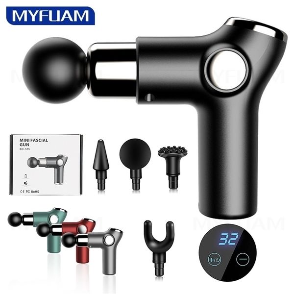 Massageador de corpo inteiro 32 Speed ​​Massage Gun Mini LCD exibir massageiro elétrico Muscle Muscle Mussage Armas de fáscia para fitness de vibrador corporal e pescoço 220829