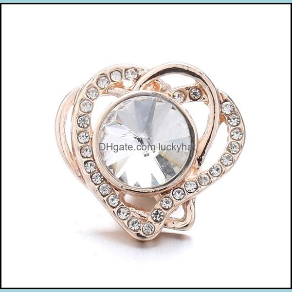 Gancos Ganchos Radiant Rhinestone Heart 18mm Snap Button Clop Gorgeous Zircon Sier Color Lonoy Metal Lover Charms para S DHSeller2010 Dhash