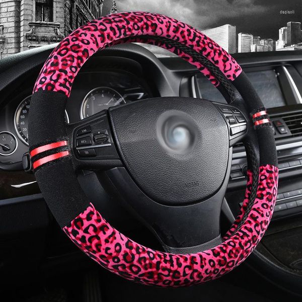 Coprivolante Coprivolante da 38 cm Stampato leopardo invernaleUniversale Fit Breve Peluche Donna Uomo Prodotti per auto sexy