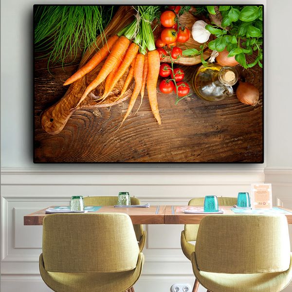 Vegetais grãos especiarias alimentos de cozinha lona pintando vegetais verdes Cuadros Posters e impressões Arte da parede Decoração da sala de estar