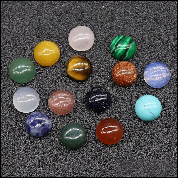 Pietra 10mm posteriore piatta assortiti pietra sciolta forma rotonda cabochon cabochon perline per creazione di gioielli cristallo curativo all'ingrosso Dr Dhseller2010 Dhl3O