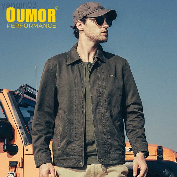 Giacche da uomo Oumor Autunno New Casual Army Cotton Washed Jacket For Winter Air Force Cargo Runout Borse Vintage L220830