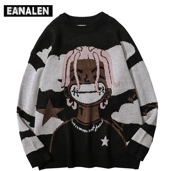 Camisolas masculinos Harajuku Vintage Cartoon Anime Sweater Men Men Winter Men's Men's Rock Hip Hop Rap Pullover Mulheres Jumper Sweater Ugly 220830