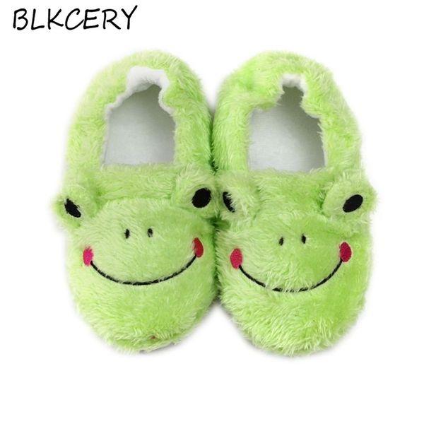 Slipper para crianças meninas chinelas de desenho animado sapo sapato quente jovens sapatos de inverno casa de inverno menina de borracha macia sola caseira 220830