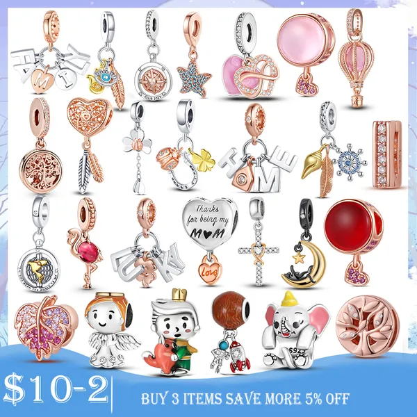 925 Gümüş Fit Pandora Charm Bilezik Boncuk Renkli Akçaağaç Kalp Flamingo Charmes Ciondoli DIY İnce Boncuk Mücevherleri