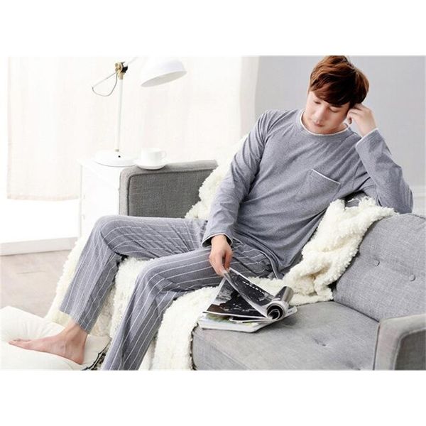 Marchio da uomo marchio arrivo ad arrivo maschi casual uomo stoffa per dormire 100 cotone maniche lunghe pigiami o collo 220830