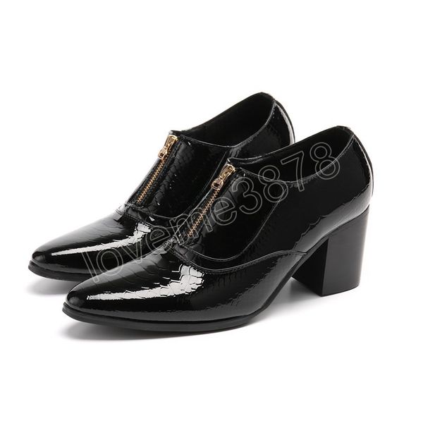 İngiliz erkek parti elbise ayakkabıları yüksek topuklu erkek gerçek deri ayakkabılar resmi ayakkabılar kısa botlar siyah