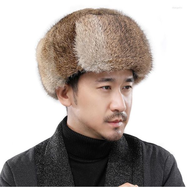 Beralar Kış Şapkası Erkekler için Baş Kapak Kulak Flep Fur Tapper Şapkalar veya Kapaklar Rus Bombacı Sıcak Kapağı