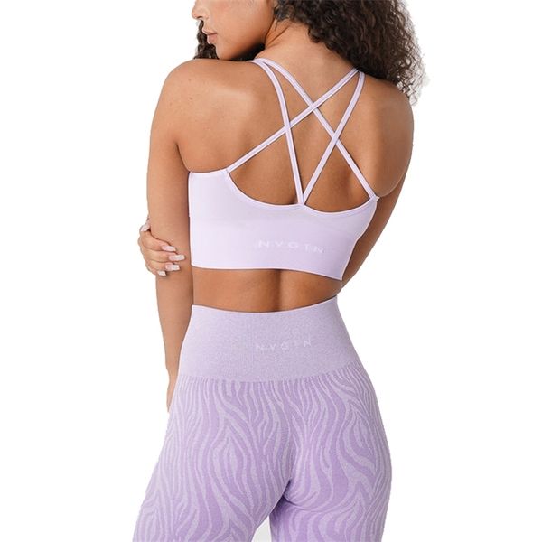 Roupa íntima ativa Nvgtn sutiã florido sem costura Spandex Top feminino fitness elástico respirável aumento dos seios esportes de lazer 220830