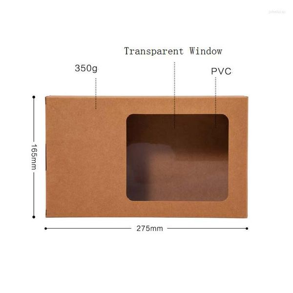 Enrole de presente 100pcs/lote grande caixa de embalagem de chá Kraft com janela Retro vazio bolsa de abertura caixas simples