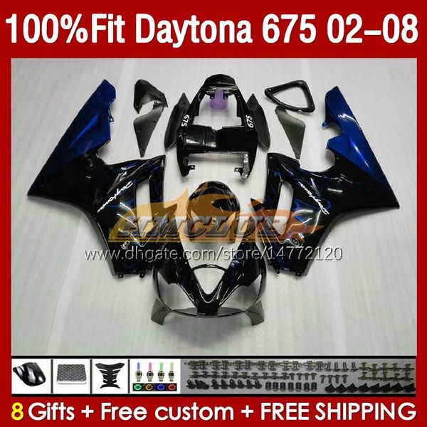 Обтекание плесени для инъекций для Daytona 675 675R 02 03 04 05 06 07 08 Bodys 148No.30 Daytona675 Daytona 675 R 2002 2003 2004 2005 2006 2007 2008 OEM Fairing Kit Flames