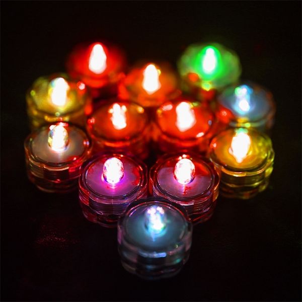 Candele Set di 12 luci da tè a LED impermeabili Candela sommergibile alimentata a batteria per fontane di nozze Vasi vasca Acquario Decor Light 220830