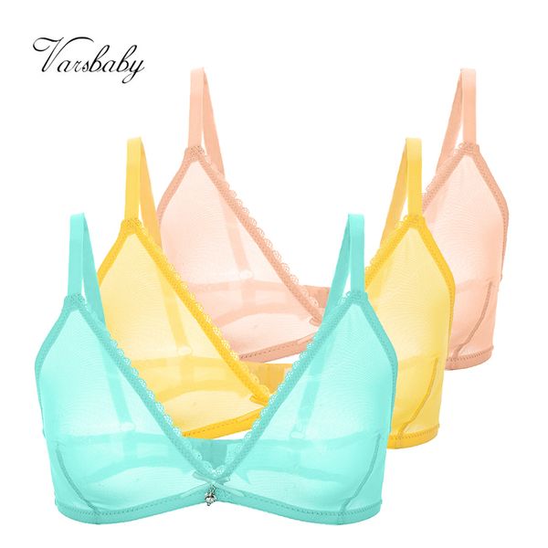 Bras Varsbaby Sexy French Ultra Fin Mesh Lingerie Lemon Amarelo Mint Roupa Verde Roupa Verão Verão Bra Combinação de Bra 3 PCs Lote 220902