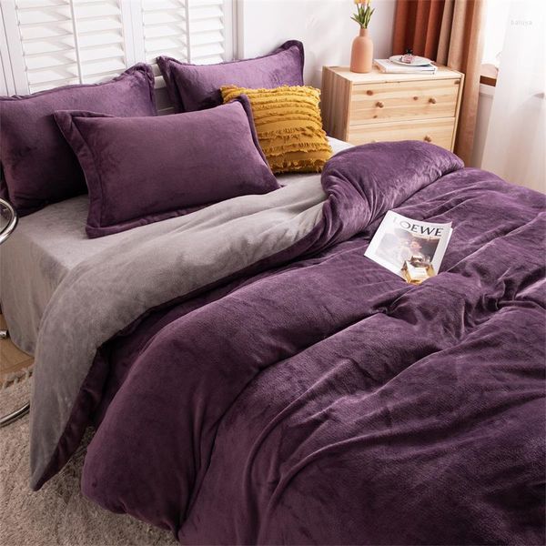 Bedding Define Winter Warm Super Soft Duvet Capa simples de flanela sólida de flanela grossa edredom de dupla face 150x200cm