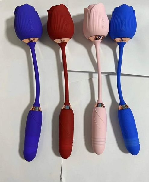 Stimolatore orale per capezzoli con ventosa per clitoride a 10 velocità con rosa, con vibratore telescopico, giocattolo sessuale per masturbazione, per donne