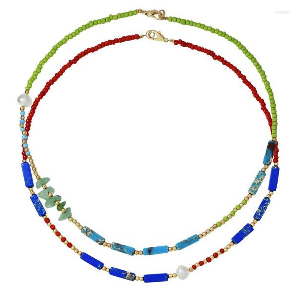 Choker Bohemian Delicaat Roestvrij Staal Gouden Kralen Ketting Natuursteen En Zoetwater Parel Handgemaakte Zomer Sieraden Vrouwen