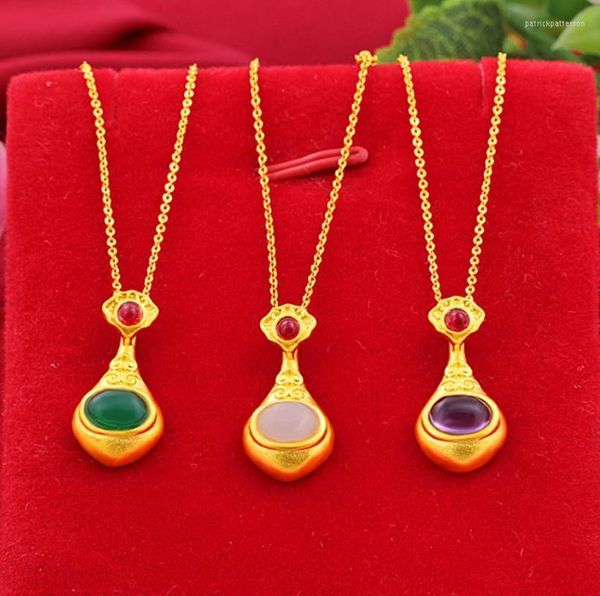 Подвесные ожерелья Hi 3pcs/lot Япония и Южная Корея 24K Золотое ожерелье для вечеринок с ювелирными изделиями с цепным кофером подарка подарка для девочки свитер