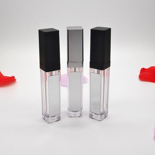 7ml LED Tubos de brilho labial vazios garrafas quadradas lipgloss transparentes de gullas de recipiente embalagem de maquiagem plástica com espelho e luz SN4121