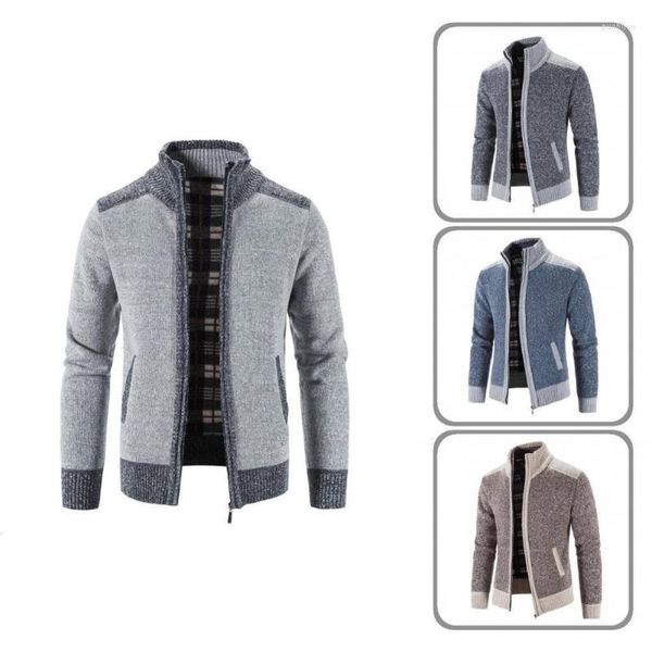 Camisolas masculinos Men suéter Zipper Poliéster Plus Tamanho Slim Knitwear Cardigã de casaco curto para desgaste do trabalho