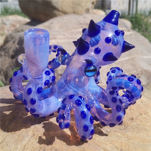 Octopus Water Bong Tubo di vetro Narghilè Narghilè CCG 14,4 mm Giunto femmina Quarzo Banger Fatto a mano Craftbong Bubbler Dab Rig Percolatore All'ingrosso