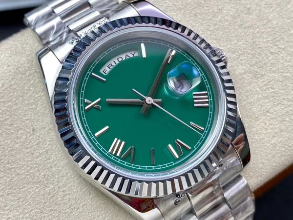 Classic Men's Watch Daydate Presidente V5L Movimento mecânico automático Literal Green Sapphire Mirror Bracelet Master Montre de Luxe Watch