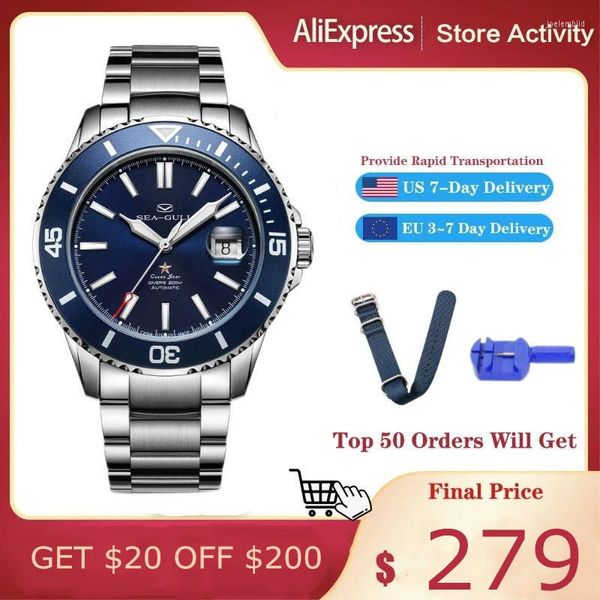 Relógios de pulso Seagull Relogio Masculino Men assiste 200m Business Business Waterproof Fashion Automatic Mechanical Ocean Star 816.523