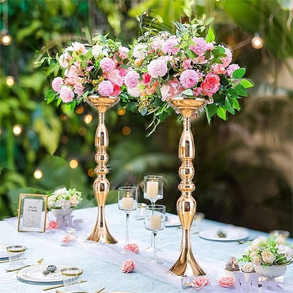 Держатели свечей металлические держатели свадебные цветы моделирование вазы шелковое цветочное шарико