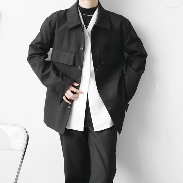 Giacche da uomo Giacca da uomo per uomo Streetwear giapponese Moda vintage Slim Fit Primavera Autunno Uomo Coreano Nicchia Trend Cappotto nero