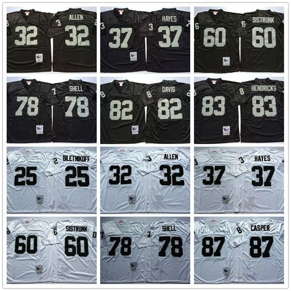 Jersey Vintage Oakland #32 Marcus Allen Raider 25 Biletnikoff 37 Lester Hayes 60 Sistrunk 78 Shell 82 Al Davis 83 Hendricks 87 Casper Men Jerseys