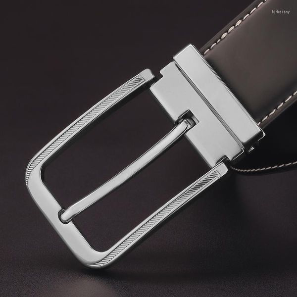 Gürtel Hohe Qualität Silber Schnalle Leder Herren Gürtel Mode Pin Eng Anliegende Ceinture Homme Casual Bla