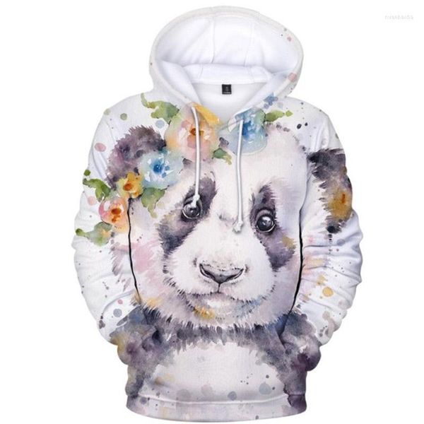 Herren Hoodies 3D-Druckmuster Niedlicher Panda Langer Kapuzenpullover Herren/Damen Street Sports Casual Style Paar Tier Dweater