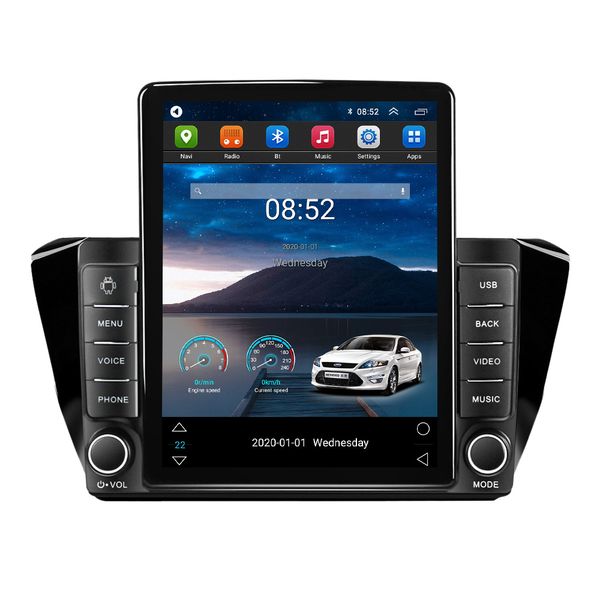 Video stereo per auto con navigazione GPS Android da 10,1 pollici per Skoda Superb 2015-2018 con touchscreen HD Bluetooth USB AUX supporto Carplay