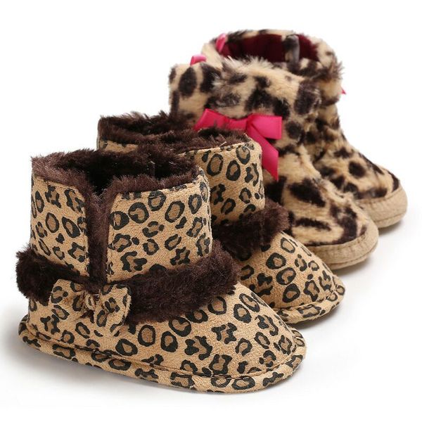 Neugeborenen Weiche Erste Wanderer Baby Winter Stiefel Mokassin Nette Leopard Kleinkind Kleinkind Junge Mädchen Prewalker Schuhe 2 Farbe Paar Großhandel