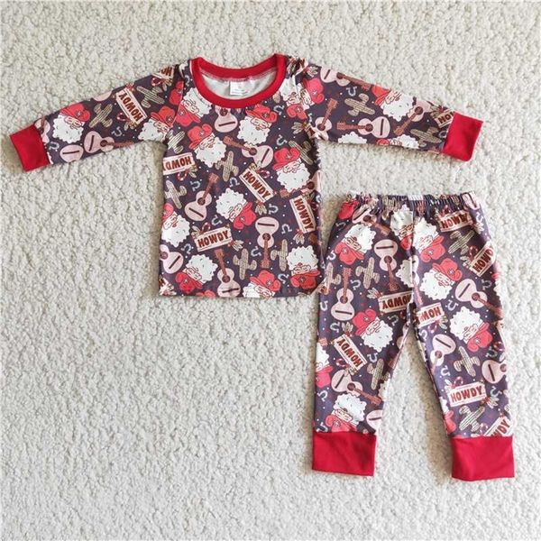 Особые случаи оптом набор Baby Boy Christmas Children Winter Ношение одежды для снаряда для сына для малыша для гитары Рубашка для гитары красные брюки модная одежда пижама 220830